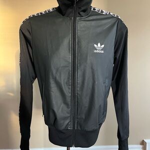 Adidas Black Bomber Jacket with Logo Accents
